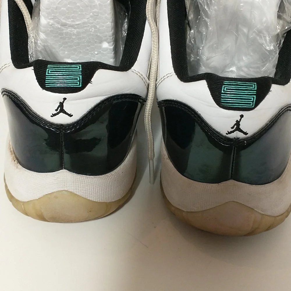 Nike Air Jordan 11 Retro Low, Iridescent Emerald And White Color, Youth Size 6.5